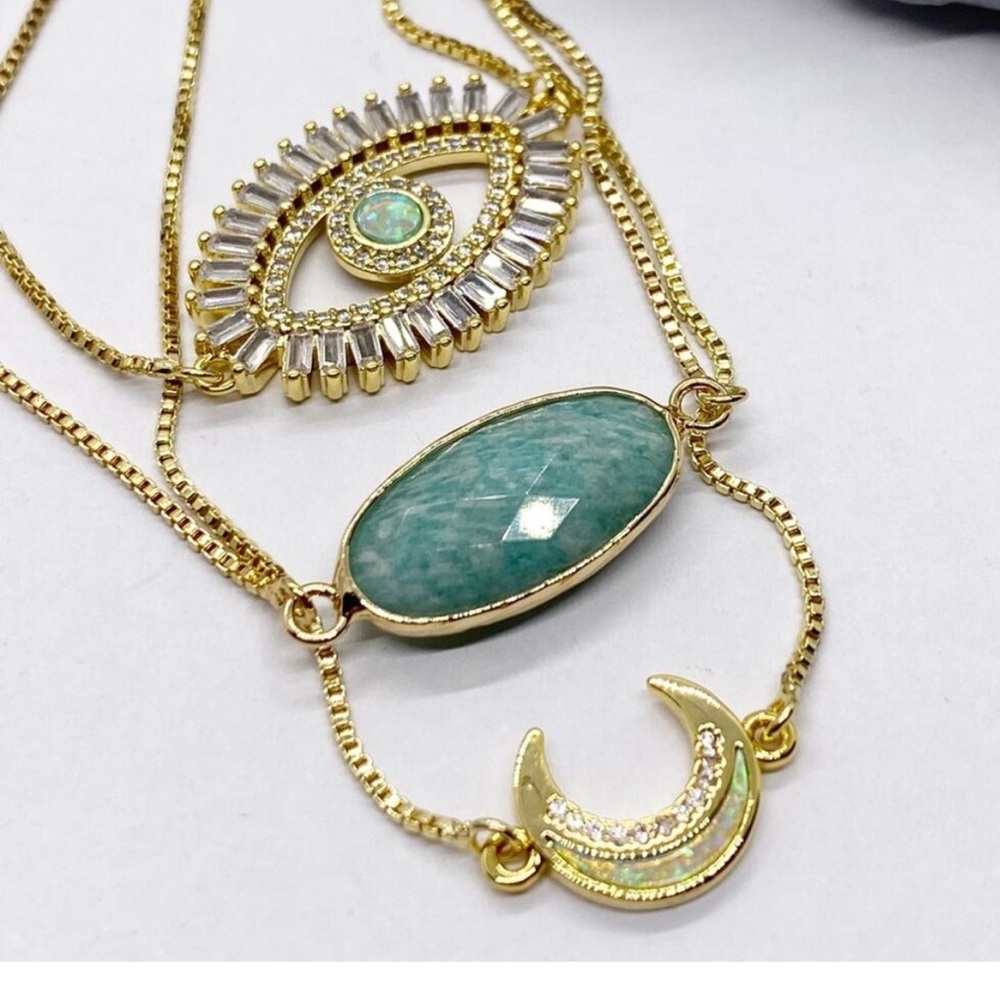 Opal & Amazonite Evil Eye Bracelet Set